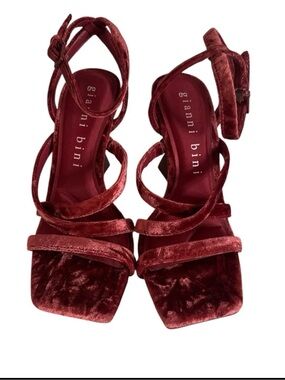 Gianni Bini Wine Velvet Strappy Heels